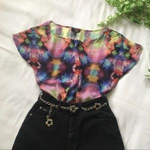 Mesh Tie Dye Short Sleeve Top